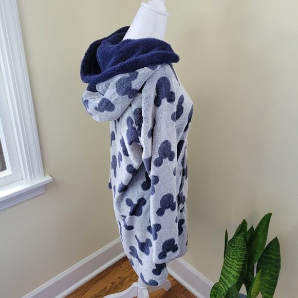 Disney Mickey Mouse Lounge Hoodie Fleece Sweatshirt Robe Blue Size Small - Picture 7 of 14